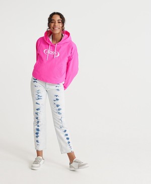 Superdry Neon Cropped Overhead Packaway Női Kabát Rózsaszín | RDXPH7193